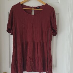 Torrid Relaxed Short Sleeve Top Maroon Plus Size 0 Keyhole Back